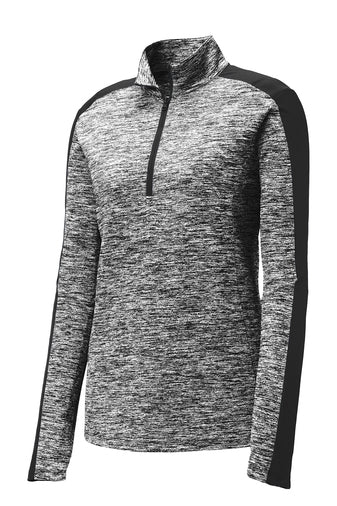 F&M Bank & Trust Ladies Electric Heather Colorblock 1/4-Zip Pullover