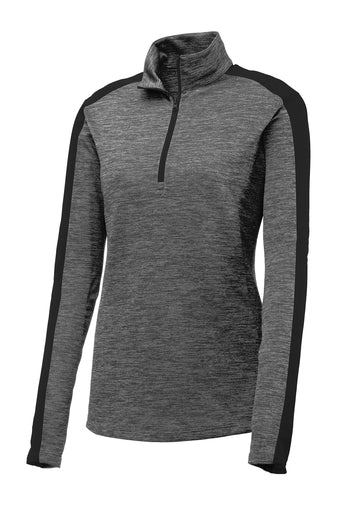 F&M Bank & Trust Ladies Electric Heather Colorblock 1/4-Zip Pullover