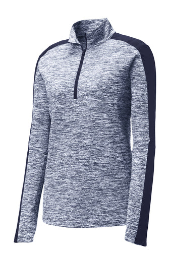 F&M Bank & Trust Ladies Electric Heather Colorblock 1/4-Zip Pullover