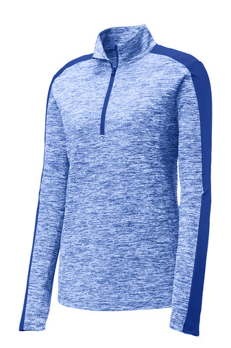 F&M Bank & Trust Ladies Electric Heather Colorblock 1/4-Zip Pullover