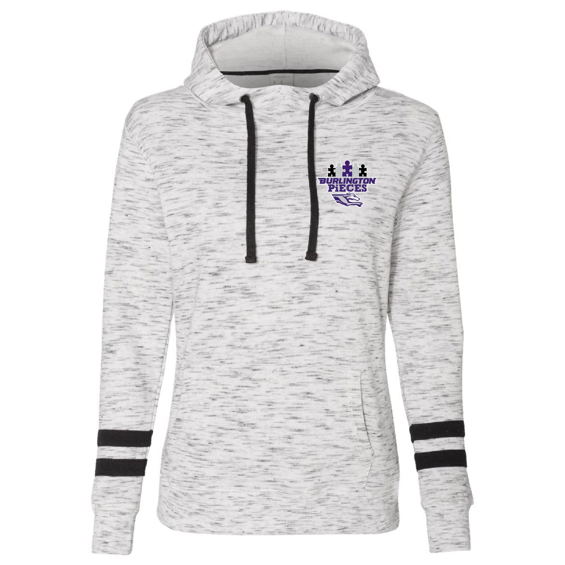 BCSD PiECES 2023 Women’s Fleece Striped-Sleeve Hood