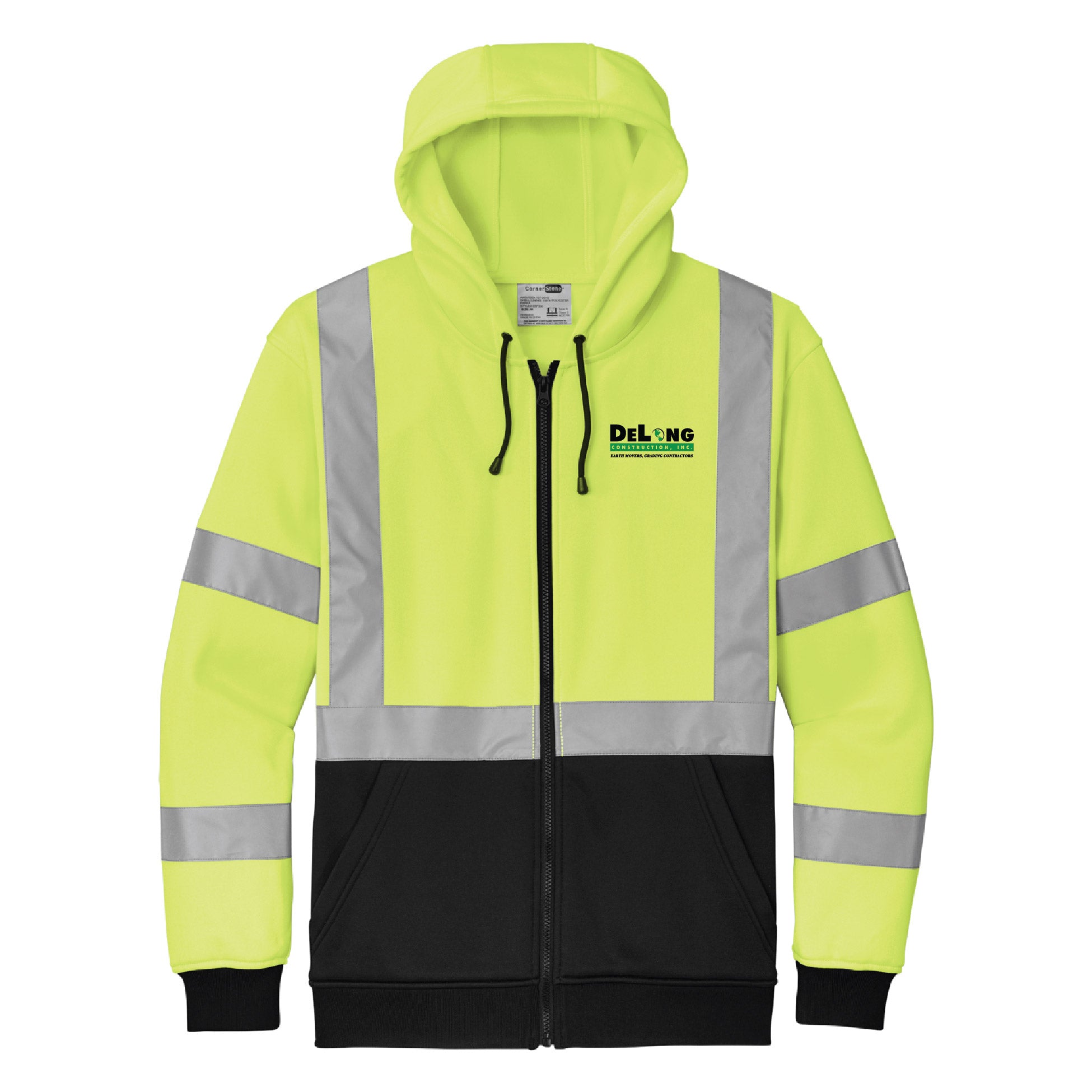 DeLong Construction ANSI 107 Class 3 Fleece Full-Zip Hoodie