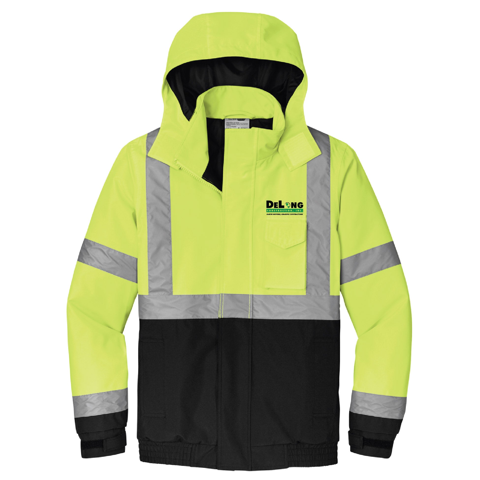 DeLong Construction ANSI 107 Class 3 Insulated Bomber Jacket