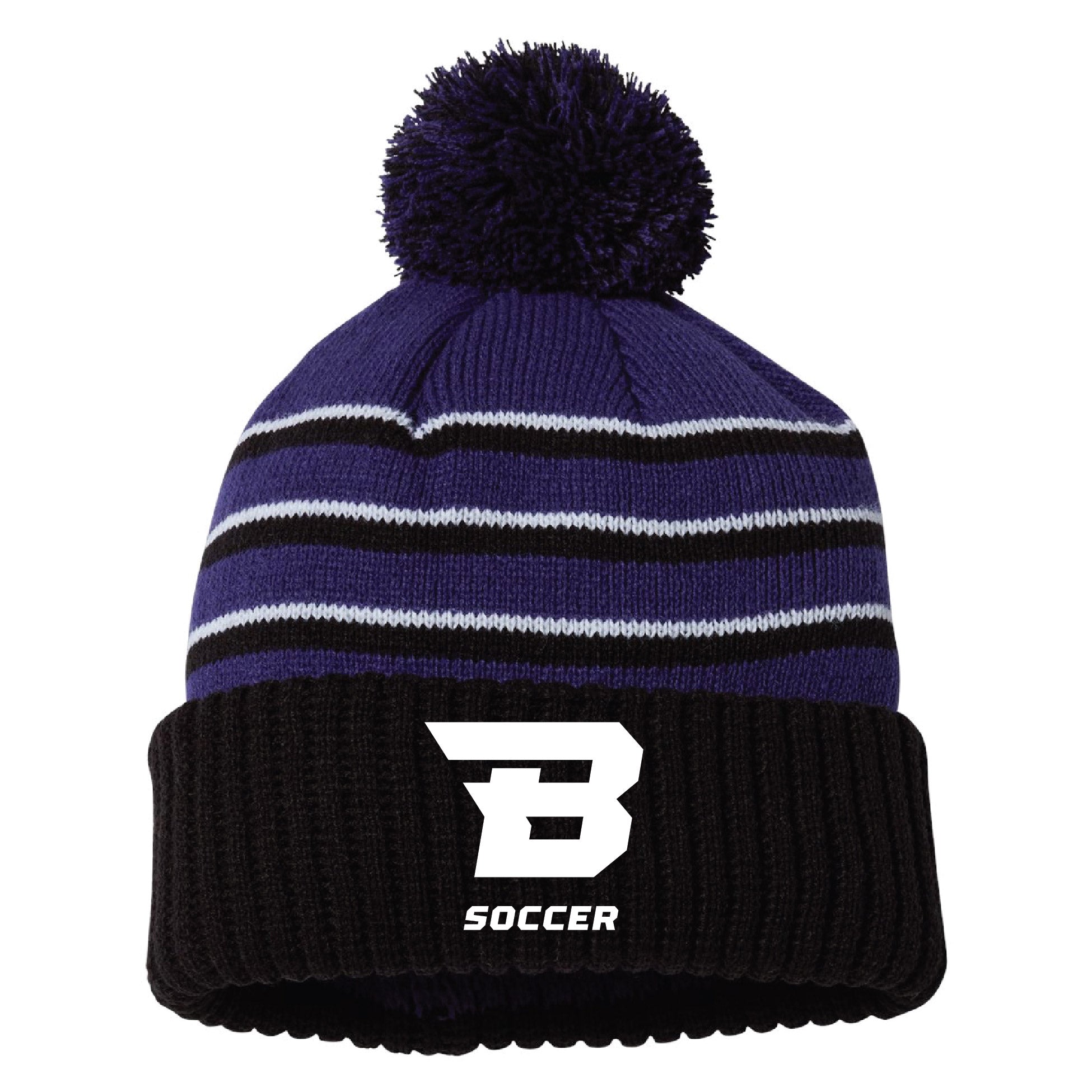 BHS Soccer 2025 Striped Pom Beanie