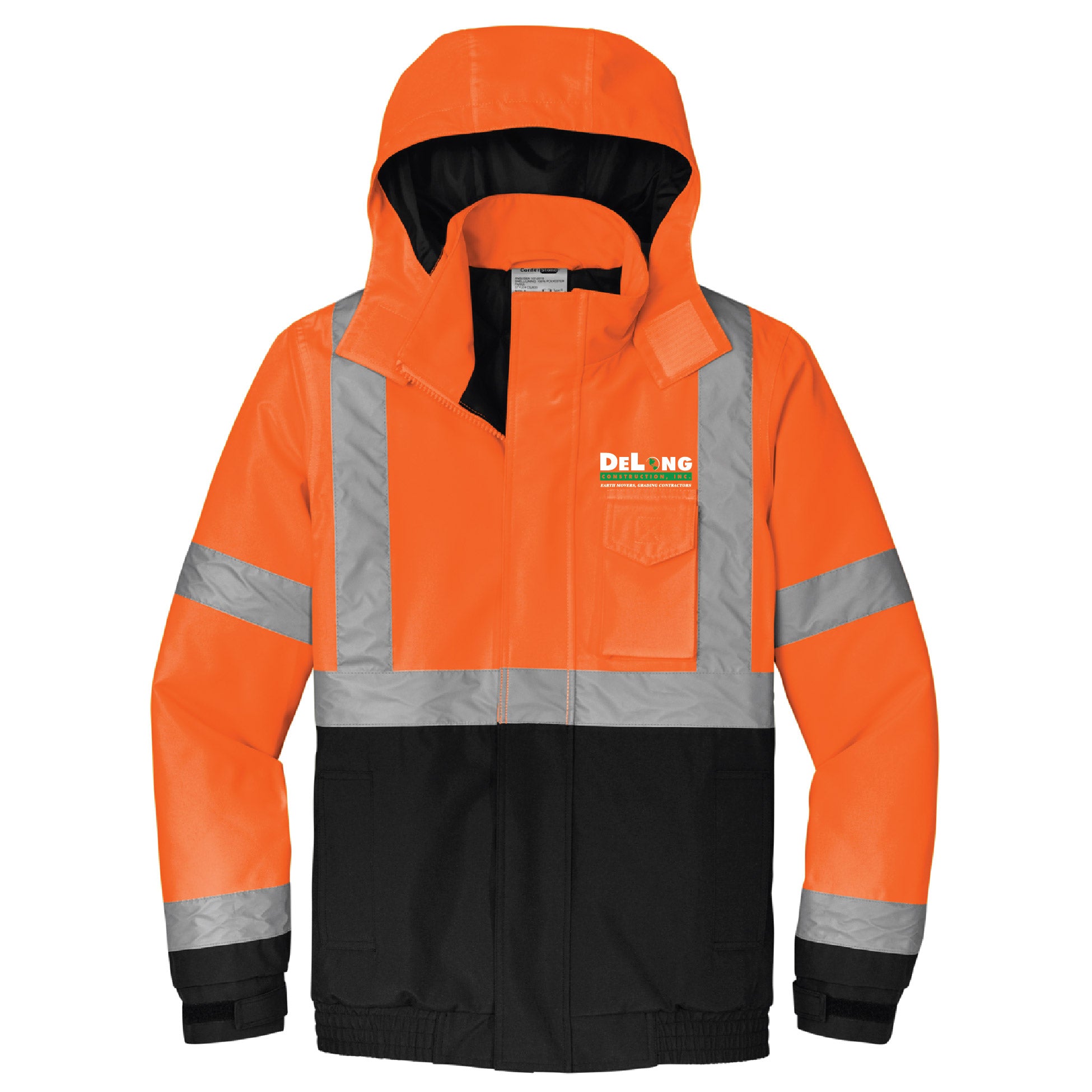 DeLong Construction ANSI 107 Class 3 Insulated Bomber Jacket